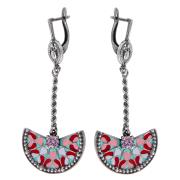 Серьги с эмалью 30140 "Долька апельсина"