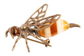 Янтарь брошь L00881 "Пчела"