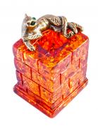 Янтарь фигурка 1-018 «Кот лежащий на трубе»