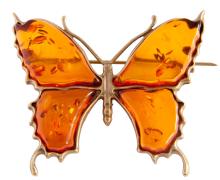 Янтарь брошь L3005 "Большая Бабочка"