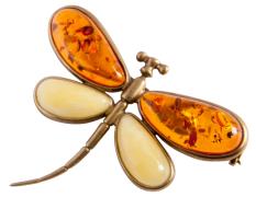 Янтарь брошь L3007 "Стрекоза"