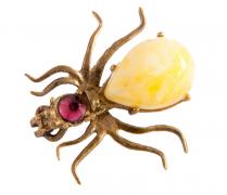 Янтарь брошь L3008 "Паук"