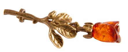 Янтарь брошь L3013 "Роза с круглыми листами"