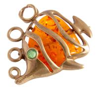 Янтарь брошь L3019 "Рыба"