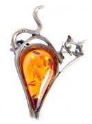 Янтарь брошь L3028 "Кот"