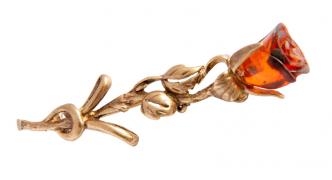 Янтарь брошь L3043 "Роза"