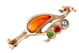 Янтарь брошь L3044 "Петушок"