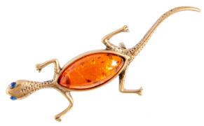 Янтарь брошь L3050 "Ящерка"