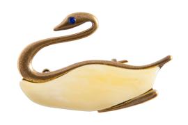 Янтарь брошь L3054 "Лебедь"