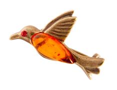 Янтарь брошь L3056 "Колибри"