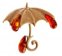 Янтарь брошь L3060 "Зонтик"