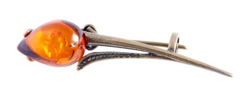 Янтарь брошь L3063 "Тюльпан"