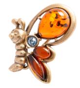 Янтарь брошь L3064 "Бабочка"