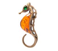 Янтарь брошь L4006 "Морской конёк"