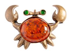 Янтарь брошь L4007 "Краб"