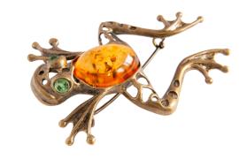 Янтарь брошь L4009 "Лягушка"