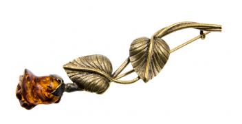Янтарь брошь L3067 "Роза"