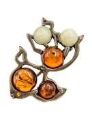 Янтарь брошь L3069 "Золотая рыбка"
