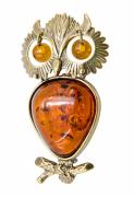 Янтарь брошь L3084 "Большой филин"