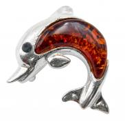 Янтарь брошь L3090 "Дельфин"