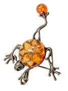 Янтарь брошь L3106 "Лягушка"