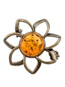 Янтарь брошь L3119 "Подсолнух"