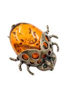 Янтарь брошь L3137 "Божья коровка"