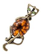 Янтарь брошь L3142 "Сидящий кот"