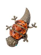 Янтарь брошь L3144 "Малый геккон"