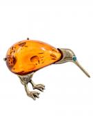 Янтарь брошь L3152 "Киви"
